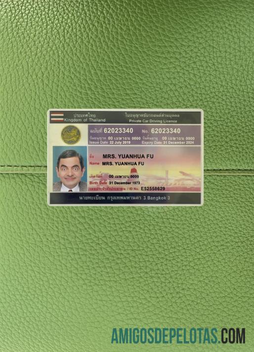 Carteira de habilitação de carro particular da Tailândia fotolook frente baixar para verificação